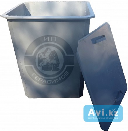 Мусорные контейнеры 075 куб (750 л) с крышками, без колес (ндс 16% в т. ч. ) Алматы - изображение 1