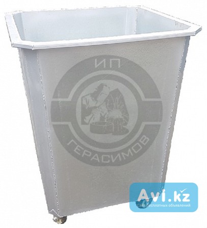 Оцинкованные мусорные контейнеры 0, 75 куб. (без крышки, с колесами) Алматы - изображение 1