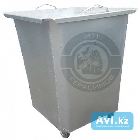 Оцинкованные мусорные контейнеры 750 л (с крышкой на колесах) Алматы - изображение 1