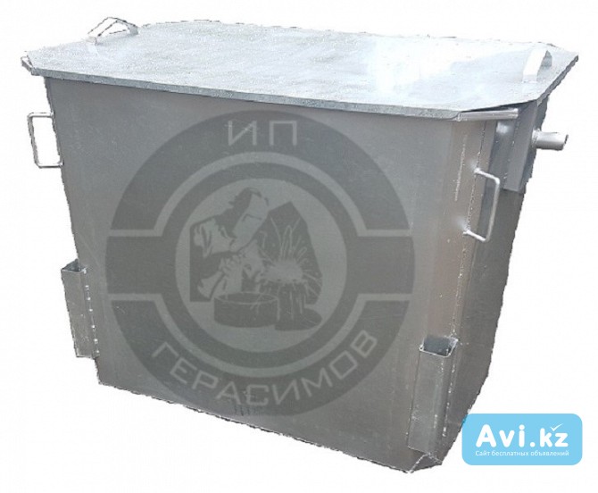 Оцинкованные мусорные контейнеры 1, 1куб (с крышкой, без колес) Алматы - изображение 1