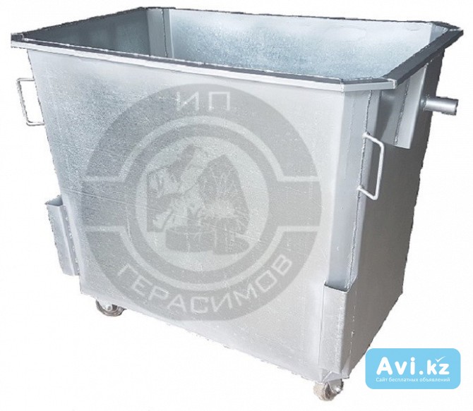 Оцинкованные евроконтейнер 1, 1 куб. (без крышки, с колесами) Алматы - изображение 1