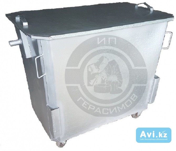 Оцинкованные евроконтейнер 1, 1 куб. (с крышкой, на колесах) Алматы - изображение 1