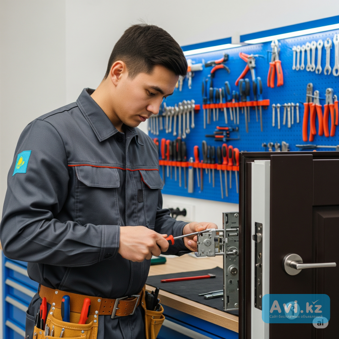 Замена сердцевины замка в Астане. Ремонт и регулировка входной и межкомнатной двери. Плотник Астана - изображение 1