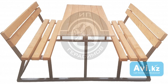 Стол с двумя скамейками со спинкой Алматы - изображение 1