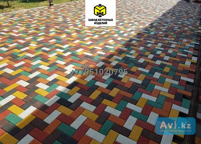 Кирпич прессованная брусчатка-плитка тротуарная Алматы - изображение 1