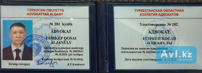 Адвокатские услуги по уголовным, гражданским и административным делам по Казахстану Шымкент - изображение 1