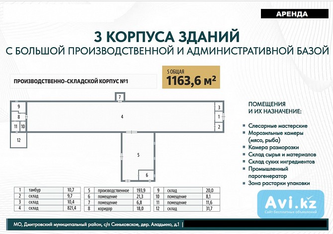 Аренда производственных площадей по самой низкой ставке в Подмосковье Астана - изображение 1