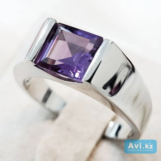 Новое серебряное кольцо с аметистом 925 аметист Алматы - изображение 1