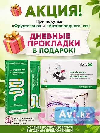 Акция Чай + Фруктозан Тяньши и прокладки в подарок Астана - изображение 1