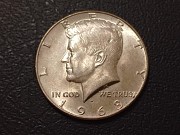 Сша. Пол доллара 1968.vf. Серебро Хромтау