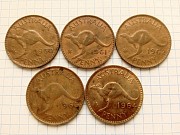 Набор 1 пенни Австралии Елизаветы 2 и др монеты Английских колонии Хромтау