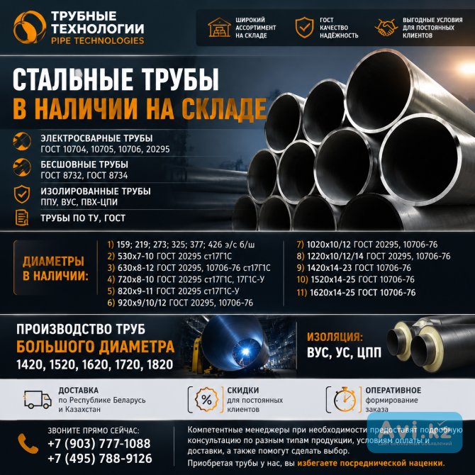 Трубы стальные, Эсв, Бесшовные Москва - изображение 1