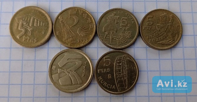 Монеты 5 песет испании разные Хромтау - изображение 1