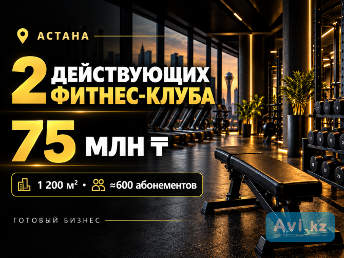 2 действующих фитнес-клуба в Астане | 75 млн тг Астана - изображение 1