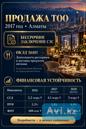 Продажа Тоо с большими оборотами и с заключением Сэс бессрочное Алматы - изображение 1