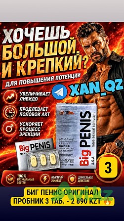 Big Penis Биг Пенис (пробник 3 таблетки) Натуральная виагра Мощная эрекция и долгоиграющий эффект Алматы - изображение 1