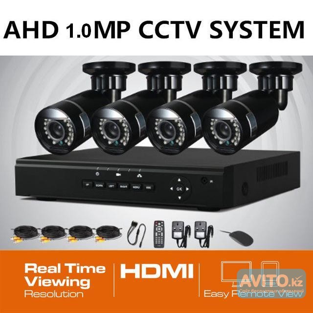 Продам Комплект готового AHD 1.0Mp видеонаблюдения на 4 камеры Алматы - изображение 1