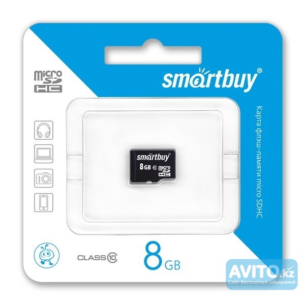 Продам Карта памяти MicroSD Smartbuy 8GB (class 10) оптом от 30шт. Алматы - изображение 1