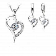 Серебряный ювелирные набор - Серьги + Ожерелье (heart) Алматы