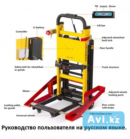Подъемник лестничный, гусеничный для инвалидов, электрический, складно Алматы - изображение 1