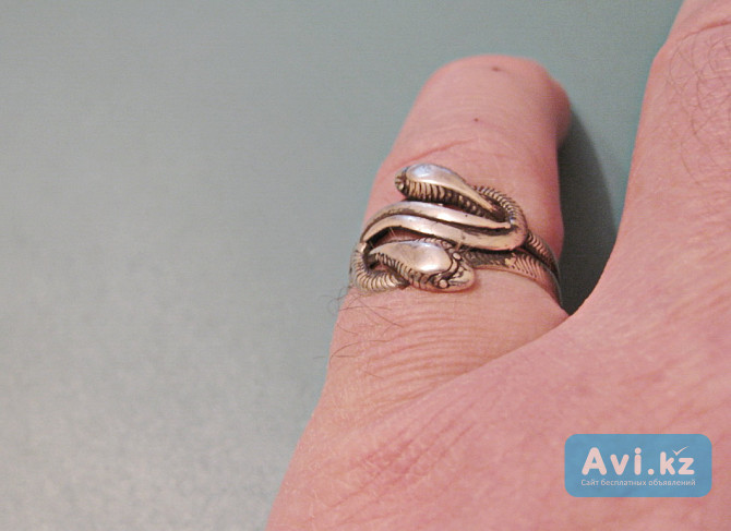 Кольцо со сплетенными змеями (серебро 925 пробы) Павлодар - изображение 1