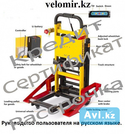 Подъемник лестничный, гусеничный для инвалидов, электрический, складной, мобильный 24v 200w Алматы - изображение 1