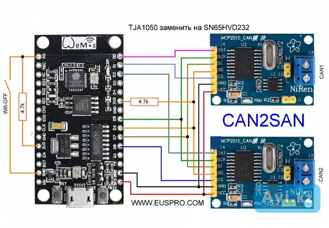 Can2san Can шлюз Can мост esp8266 Can Bridge Алматы - изображение 1