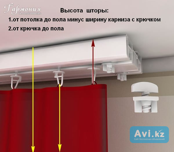 Карнизы для Штор потолочные 2-х, 3-х рядные Алматы - изображение 1