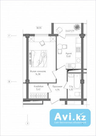 Продажа 1 комнатной квартиры Алматы - изображение 1