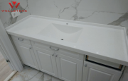 Столешница акриловый камень белая в ванную комнату Алматы