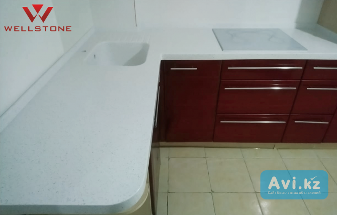 Столешница акриловый камень белая на кухню Алматы - изображение 1