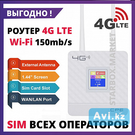 4G Модем Wifi Роутер / Вай Фай на Симке / Алтел, теле2, билайн, актив Талгар - изображение 1