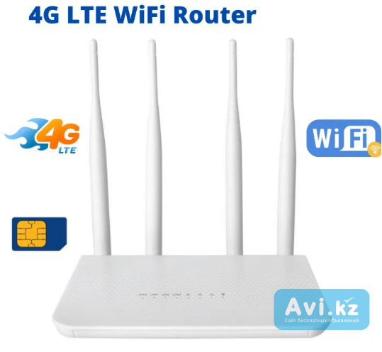 4G Wifi Lan модем+ роутер мощный 4 антенны работает с любой симкой Алматы - изображение 1