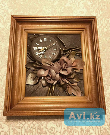 Настенные кварцевые часы дерево кожа Польша Алматы - изображение 1
