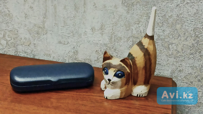 Деревянная статуэтка кошка-котёнок 17 см Индонезия Алматы - изображение 1