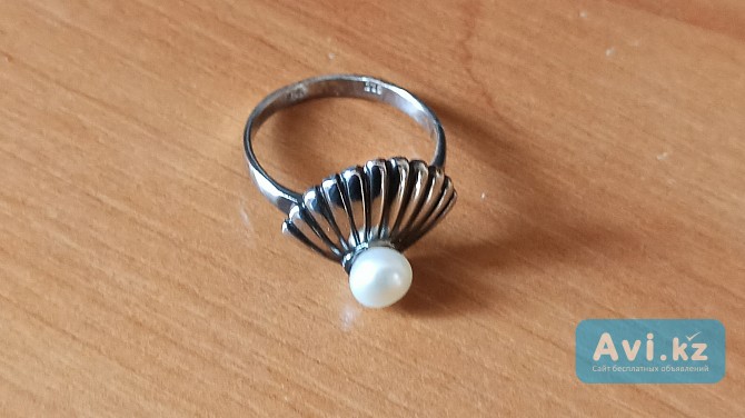 Серебряное кольцо и серьги с жемчугом 925 Алматы - изображение 1