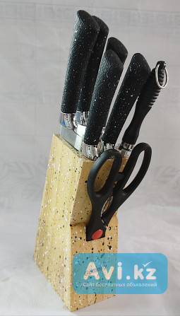 Набор ножей Gottinny 5 штук ножницы и точилка на подставке G-138 Астана - изображение 1