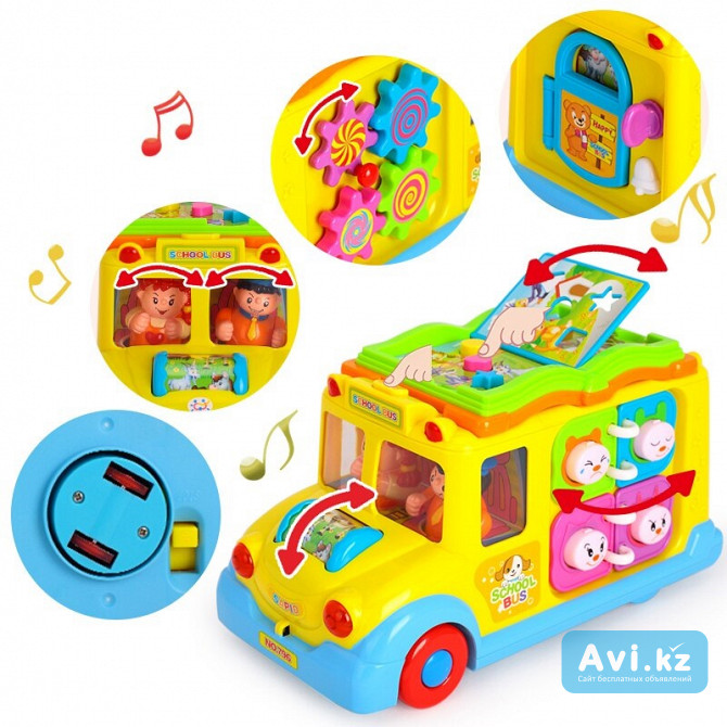 Развивающая музыкальная игрушка-каталка "забавный Автобус" Play smart Алматы - изображение 1