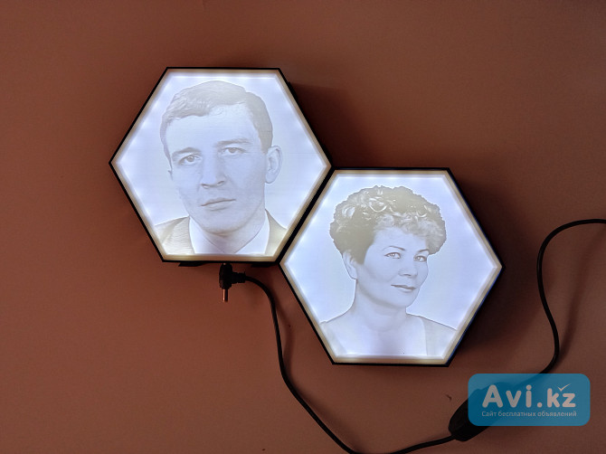 Светильники, модульные, шестигранные, литофановые, с Вашей фотографией Алматы - изображение 1