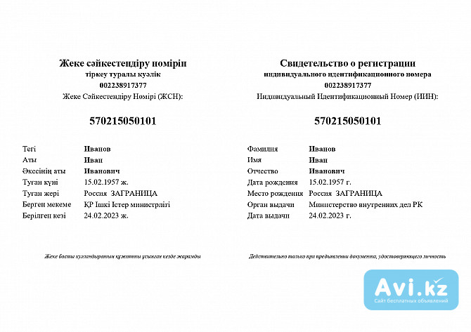 Иин, Рвп, Эцп, Тоо для нерезидентов. Казахстан Алматы - изображение 1