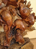 Резная композиция из дерева 9 рыб Алматы