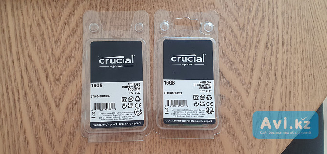 Оперативная память Crucial So-dimm Ddr4 (комплект, 2 х 16гб) Астана - изображение 1