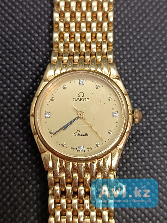 Винтажные Золотые часы Omega 18k с 4 бриллиантами Астана - изображение 1