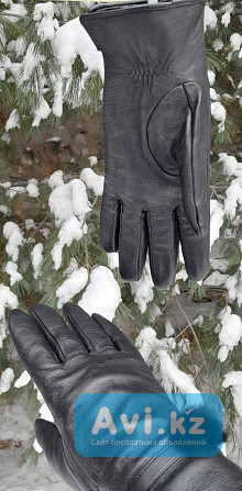 Перчатки женские натуральная кожа, подклад искуственный мех, зимние, чёрные, на длинные пальцы Алматы - изображение 1