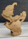 Сувенир пазл-развивашка из дерева "слоники" Семей