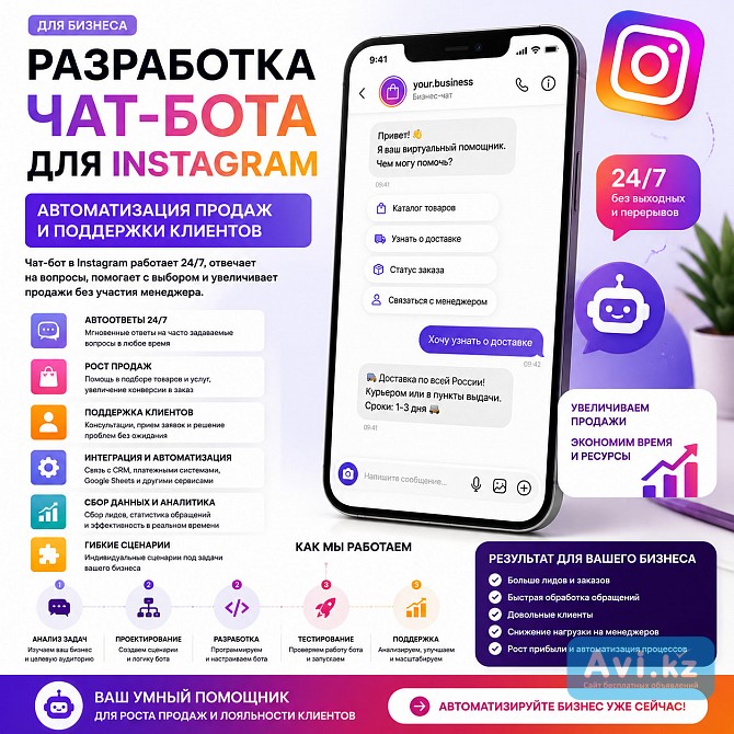 Разработка чат-бота для Instagram – автоматизация продаж и поддержки клиентов Алматы - изображение 1