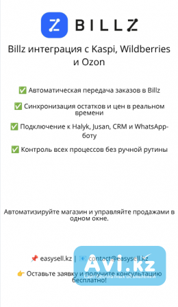 Billz интеграция с Kaspi, Wildberries и Ozon Алматы - изображение 1