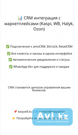 Crm интеграция с маркетплейсами (kaspi, Wb, Halyk, Ozon) Алматы - изображение 1
