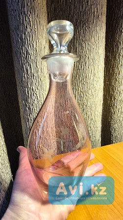 Миниатюрный графин марганцевое стекло гранение 22см 350мл Алматы - изображение 1