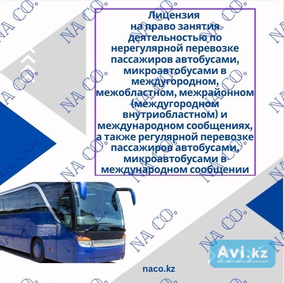 Лицензия на право занятия деятельностью по нерегулярной перевозке пассажиров автобусами, микроавтобу Астана - изображение 1